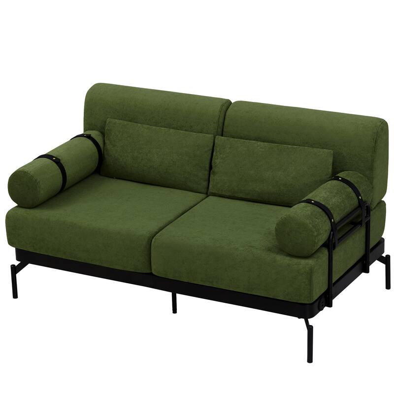 Roomfitters Loveseat Sofa with USB Ports and Cylindrical Armrests, 2-Seater Couch for Living Room