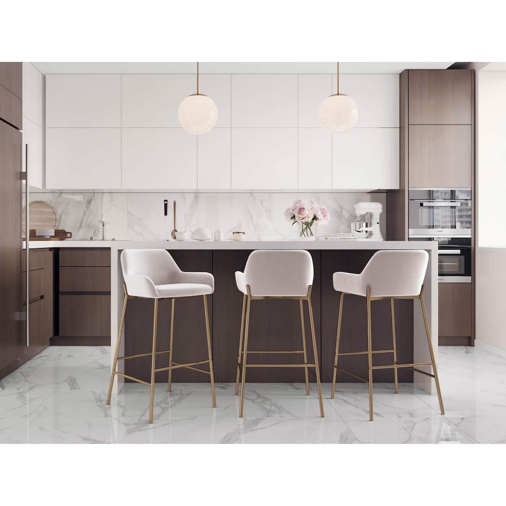 Silver Orchid Galotti Gold Fixed-Height Upholstered Bar Stool - Set of 2