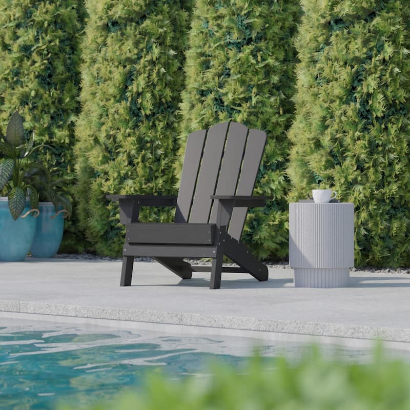 Commercial Grade All-Weather Adirondack Chair with Swiveling Cupholder