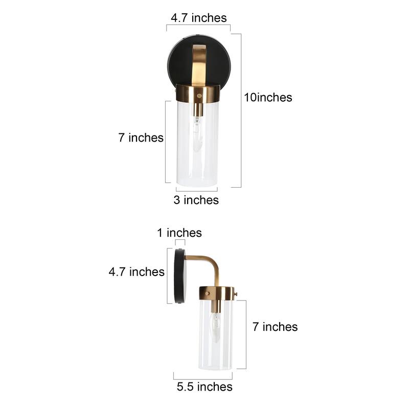 Modern Black Gold 1/2/3/4-Light Linear Bathroom Vanity Light Glass Wall Sconce