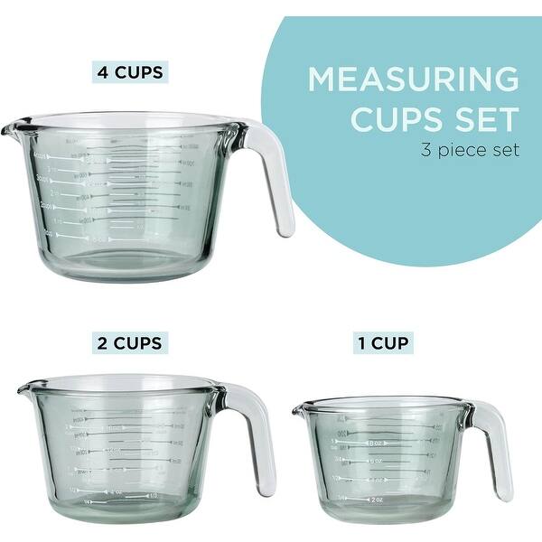 3 Piece Colored Glass Measuring Cup Set - 1 Cup, 2 Cup, 4 Cup Sizes - Bed  Bath & Beyond - 41237485