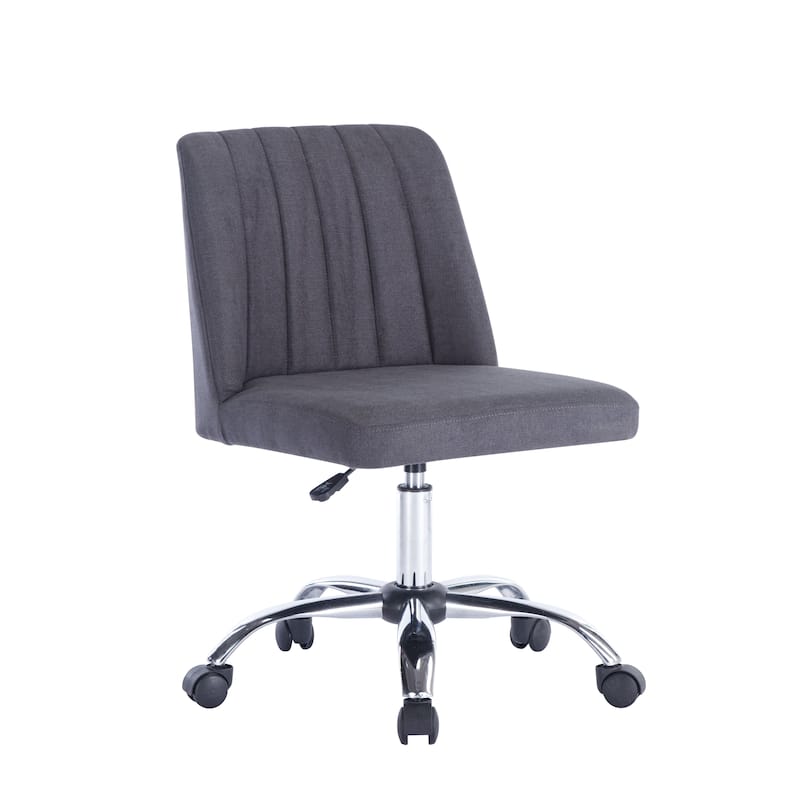 Porthos Home Nisa Fabric Armless Office Chair with Chrome Base - Dark Grey