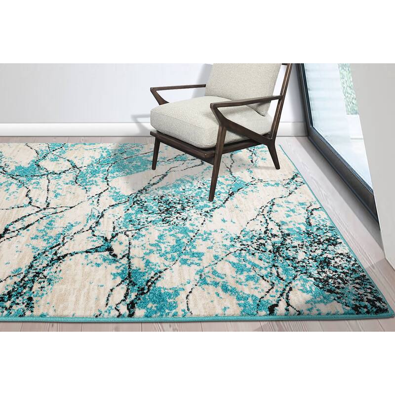 Polypropylene Lightning Moder Oriental Area Rug