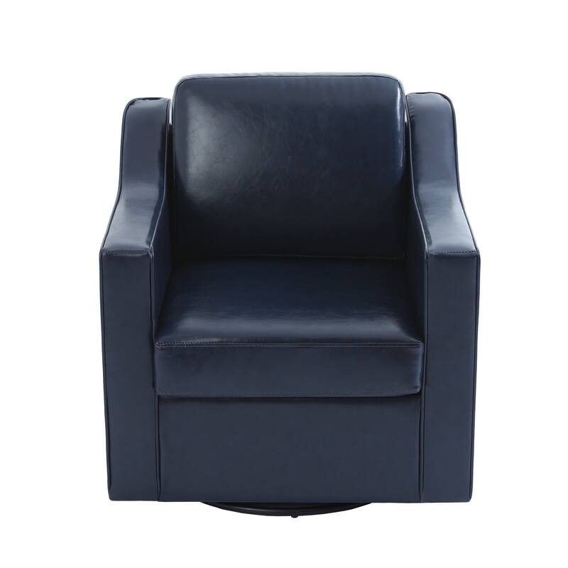 UIXE Chenille/Leather Swivel Barrel Chair Accent Chairs For Living Room