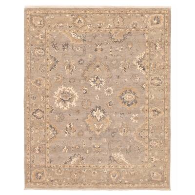 ECARPETGALLERY Hand-knotted Oushak Grey Wool Rug - 8'0 x 9'10