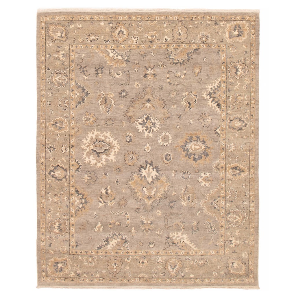 ECARPETGALLERY Hand-knotted Oushak Grey Wool Rug - 8'0 x 9'10