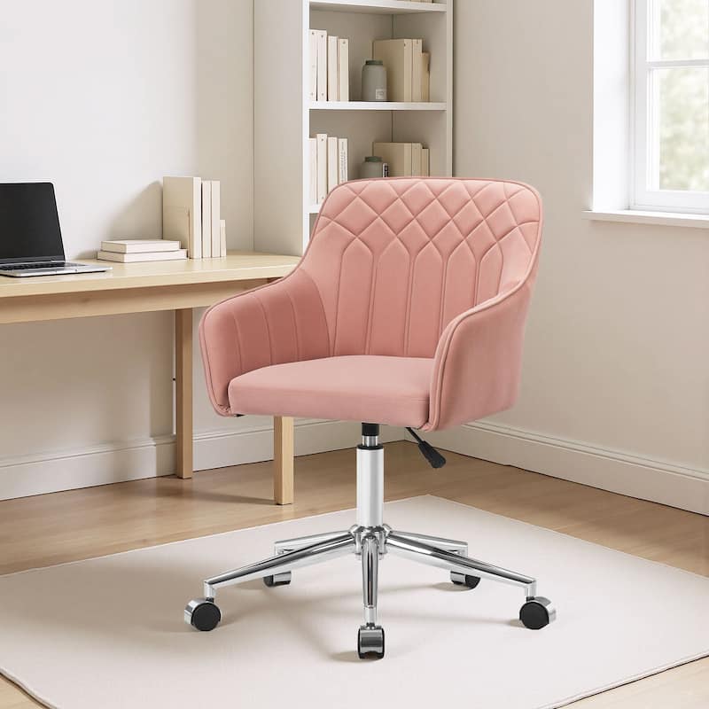 Javlergo 360° Swivel Rolling Chair Adjustable Height Modern Accent Chair with Silent Wheels for Living Room Office Guest Seating