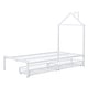 preview thumbnail 5 of 16, Twin Size Metal Platform Bed with 2 Drawers,House-Shaped Headboard Design, White