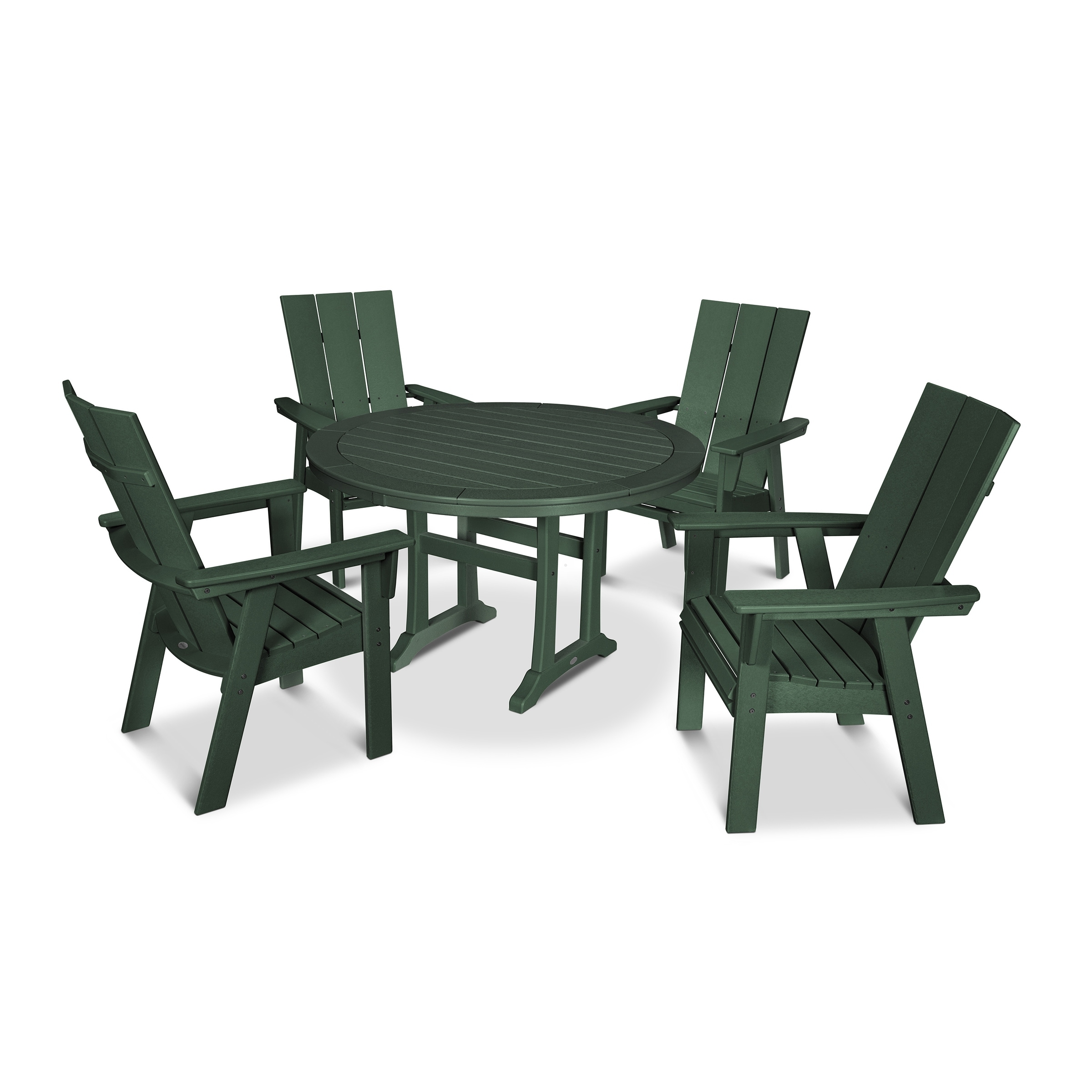 POLYWOOD Modern Adirondack 5-Piece Nautical Trestle Dining Set