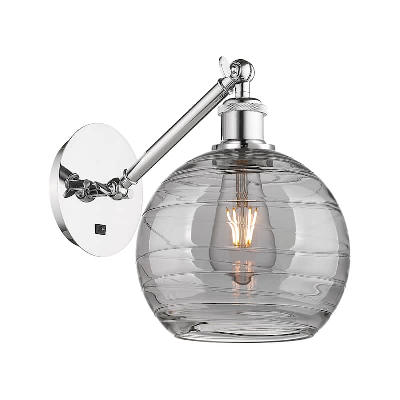 Innovations Lighting 317-1W 10 8 Athens Deco Swirl Sconce Athens Deco - Polished Chrome / Light Smoke Deco Swirl