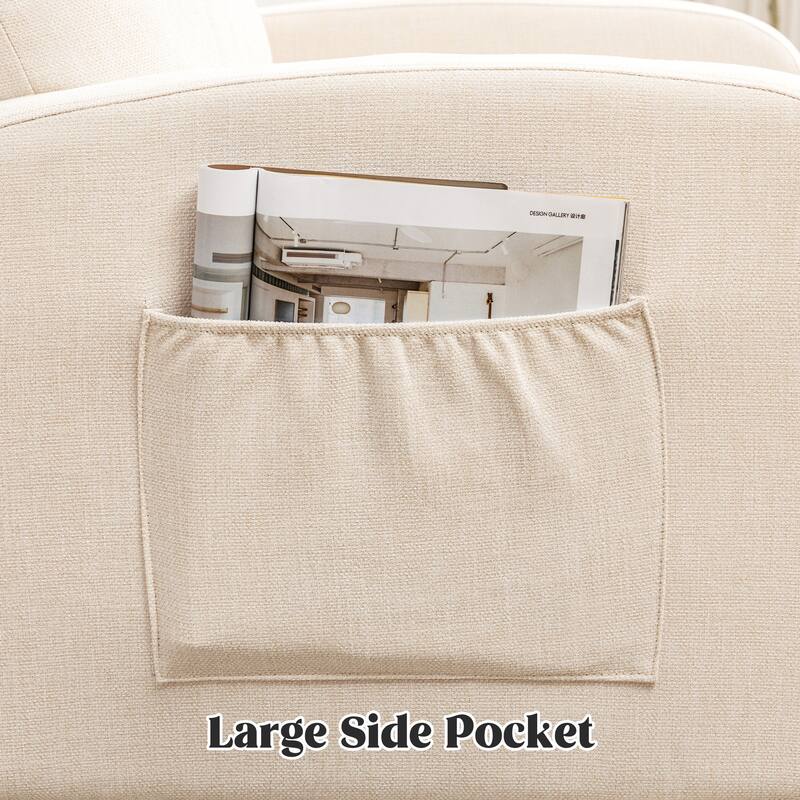 HOMYKA Swivel Glider Rocker Accent Chair for Nursery with Side Pocket
