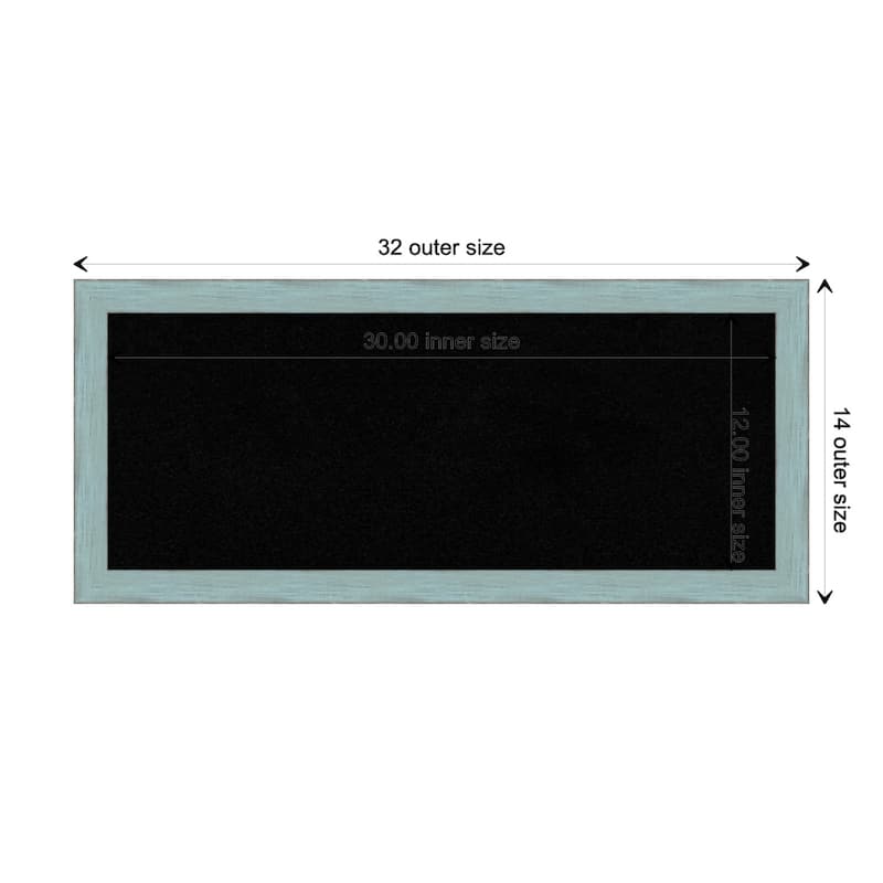 Sky Blue Rustic Wood Framed Black Corkboard Bulletin Board - Board Size 30x12