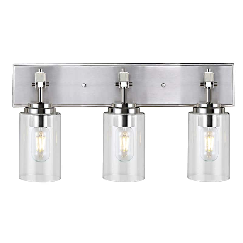 SAFAVIEH Lighting Ytje Wall Sconce - 22"x6.8"x10.3" - Nickel/Clear - 22Wx7Dx10H