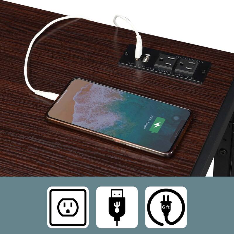 Convenience Concepts Xtra Folding Desk with 2 Outlets and 2 USB Ports