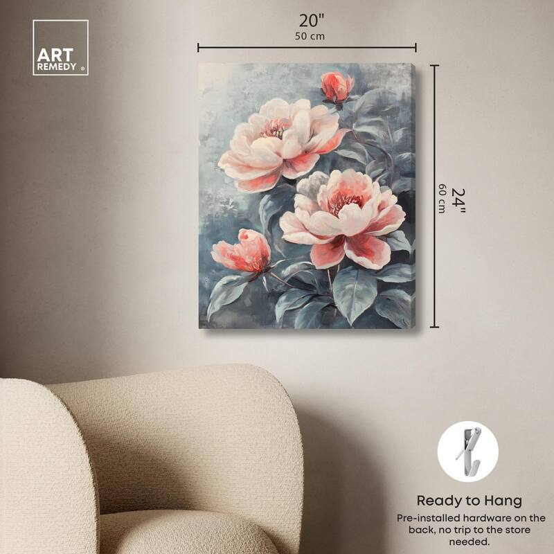 Blush Peony Canvas by Art Remedy, Gallery Wrapped