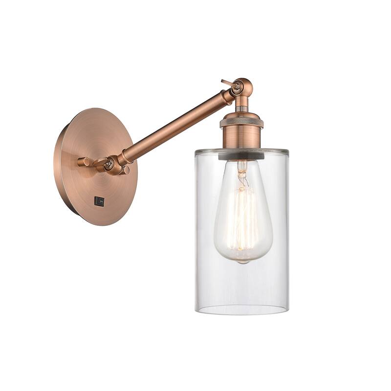 Innovations Lighting Ballston Clymer - 1 Light 5" Sconce - Arm Adjusts Up and Down - Clear/Antique Copper