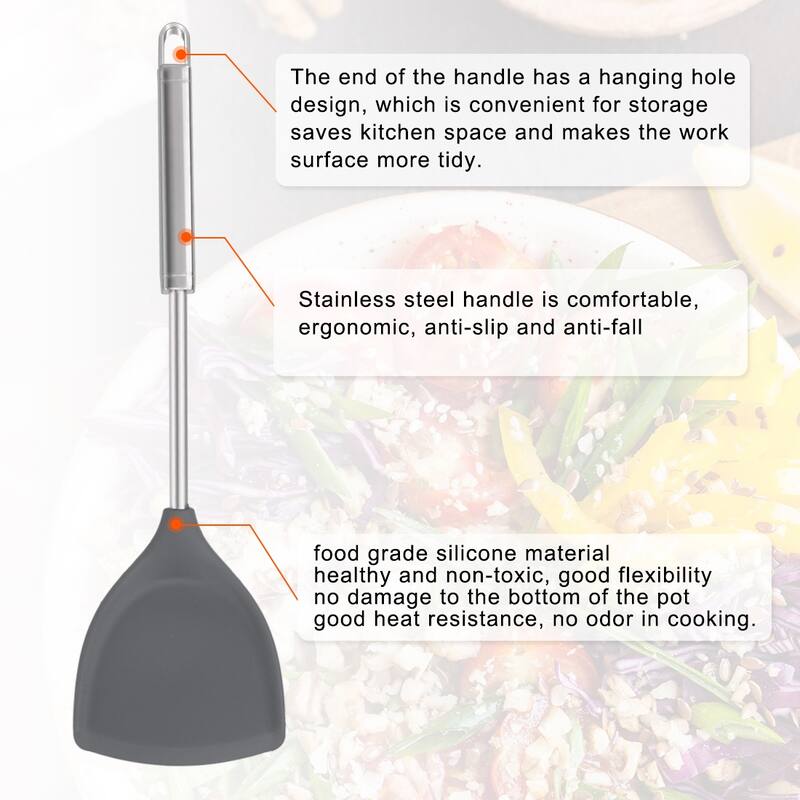 Silicone Turner Spatula Heat Resistant Non-scratch - 14.6" x 3.9"(L*W)