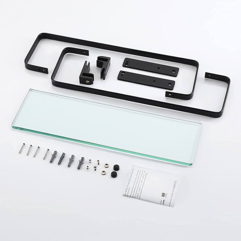 Wall Mount Glass Floating Shelf With Towel Bar