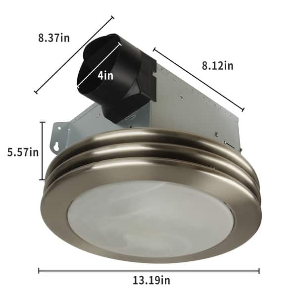 dimension image slide 1 of 4, Akicon Ultra Quiet Bathroom Exhaust Fan with LED Light 80CFM 2.0 Sones Round Bathroom Ventilation Fan with Frosted Glass Cover