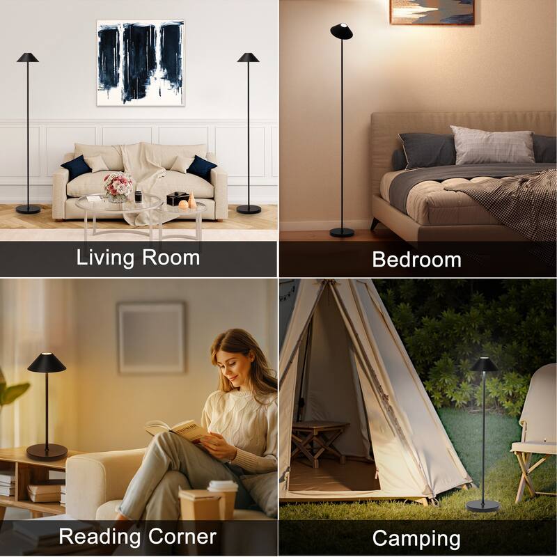 Netin 58 in. Smart RGB Integrated LED Dimmable Waterproof Rechargeable Standard Floor Lamp for Living Room and Outdoor - 58 in