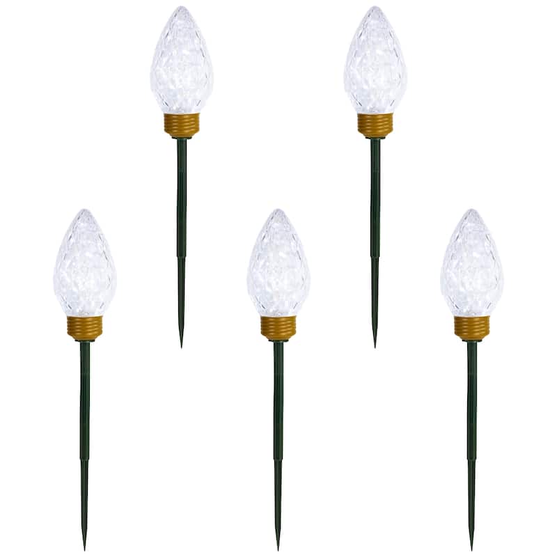 LED Lighted C9 Style Christmas Pathway Lawn Stakes - 8'- Clear - 5ct