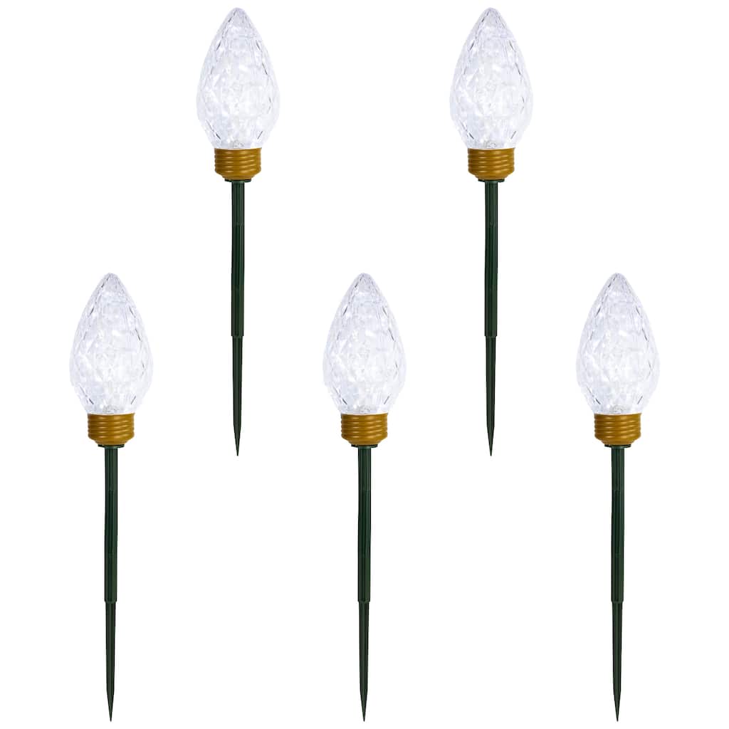 LED Lighted C9 Style Christmas Pathway Lawn Stakes - 8'- Clear - 5ct