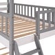 preview thumbnail 5 of 14, Gray Twin over Twin Solid Wood Bunk Bed with Roof and Ladder