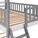 preview thumbnail 5 of 14, Twin over Twin Size Solid Wood Bunk Bed Wood Bed with Roof, Window, Ladder