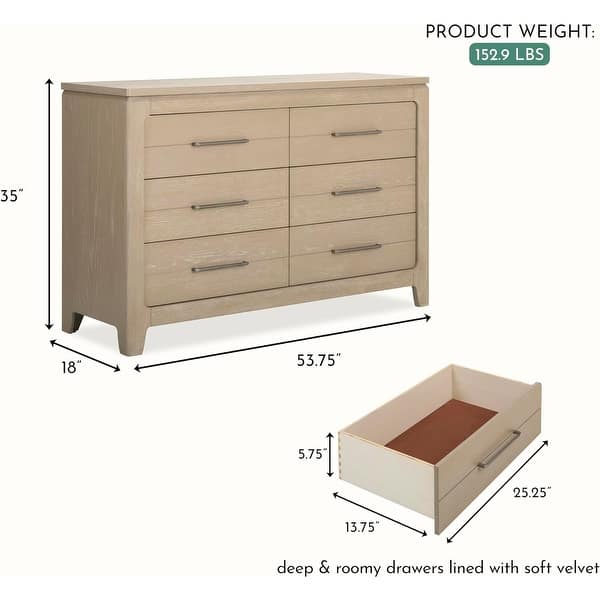 dimension image slide 1 of 2, Evolur Oakley Double Dresser