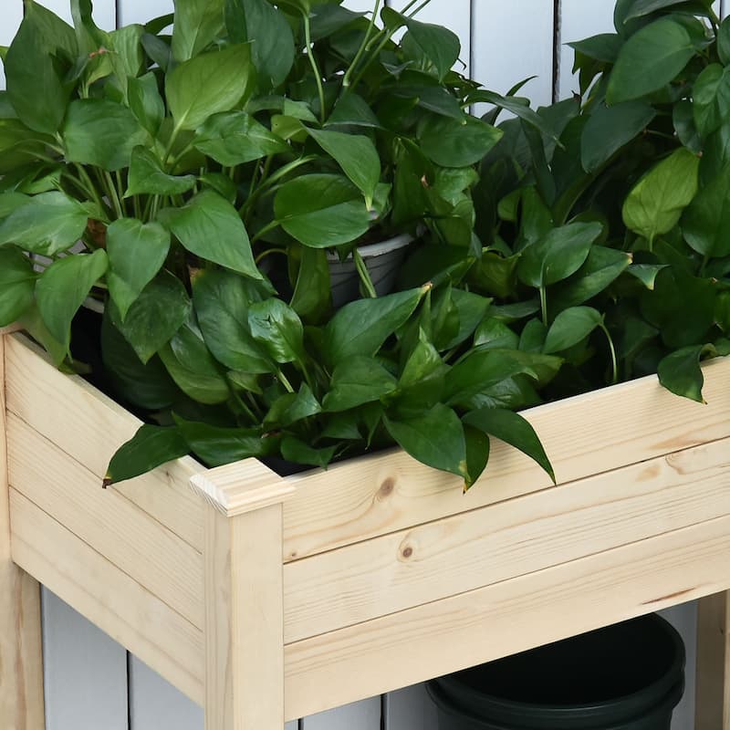 Outsunny 2.8 ft. x 18" Raised Garden Bed Wooden Planter Box for Limited Spaces