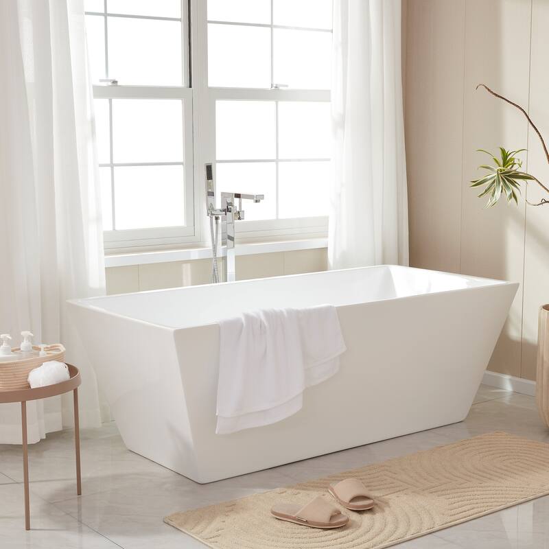 Vanity Art 67 inch Freestanding Acrylic Bathtub with Pop-up Drain