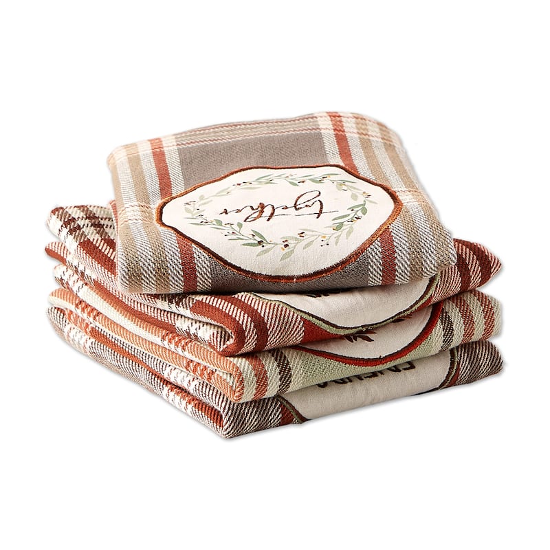 DII Thanksgiving Cozy Picnic, Plaid Dishtowel Set of 4