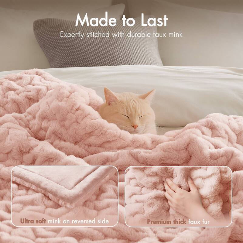 Madison Park Ruched Fur Throw