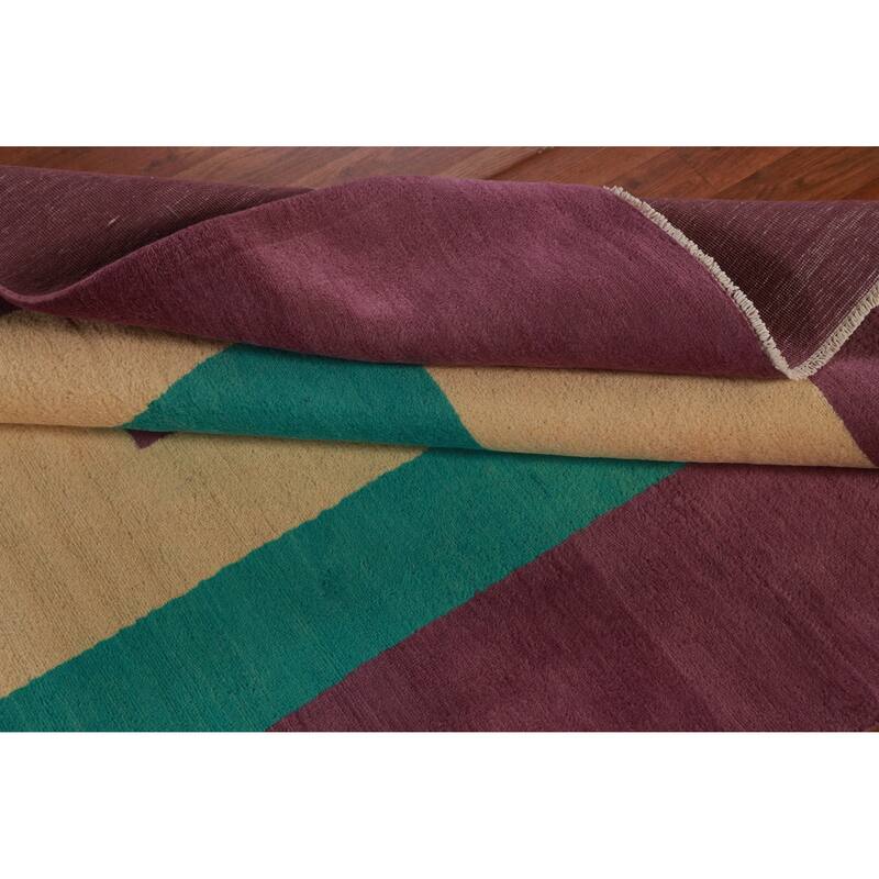 Hand Knotted Oriental 100% Wool Carpet Modern Geometric Purples Gabbeh Area Rug - 7' 3'' X 5' 2''