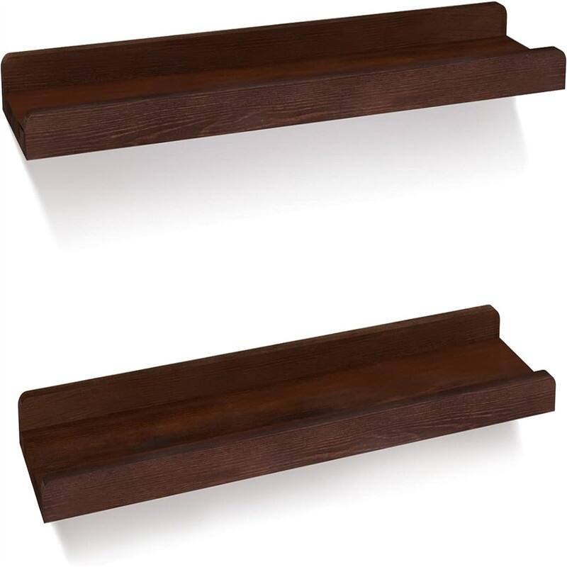 Floating Shelves Wall Mounted Set of 2 24 Inch - 24"D x 5.9"W x 1.6"H - Dark Walnut