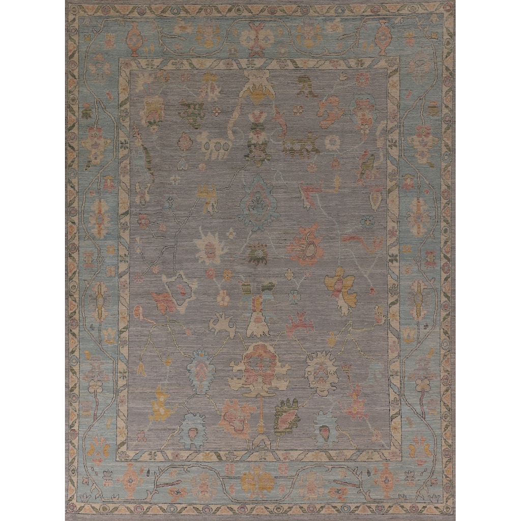 Oushak Turkish Area Rug Vegetable Dye Hand-Knotted Wool Carpet - 8'0" x 10'0"
