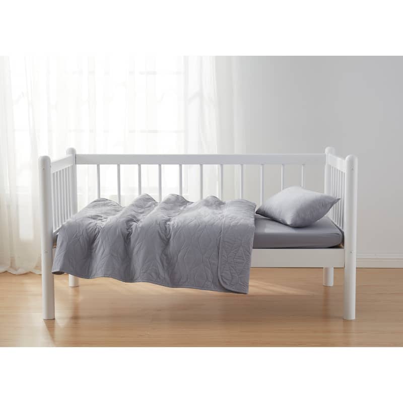 Clara Clark Ellipse Weave Toddler Bedding Set, 3PC Bedspread Set - All Season Quilted Comforter, Fitted Sheet, and Pillow Sham
