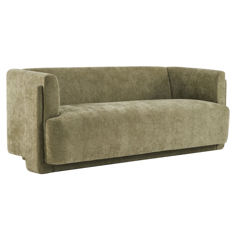 Christopher Knight Home - Modern Upholstered 77.56" 3-Seat Sofa with Geometric Block Arms