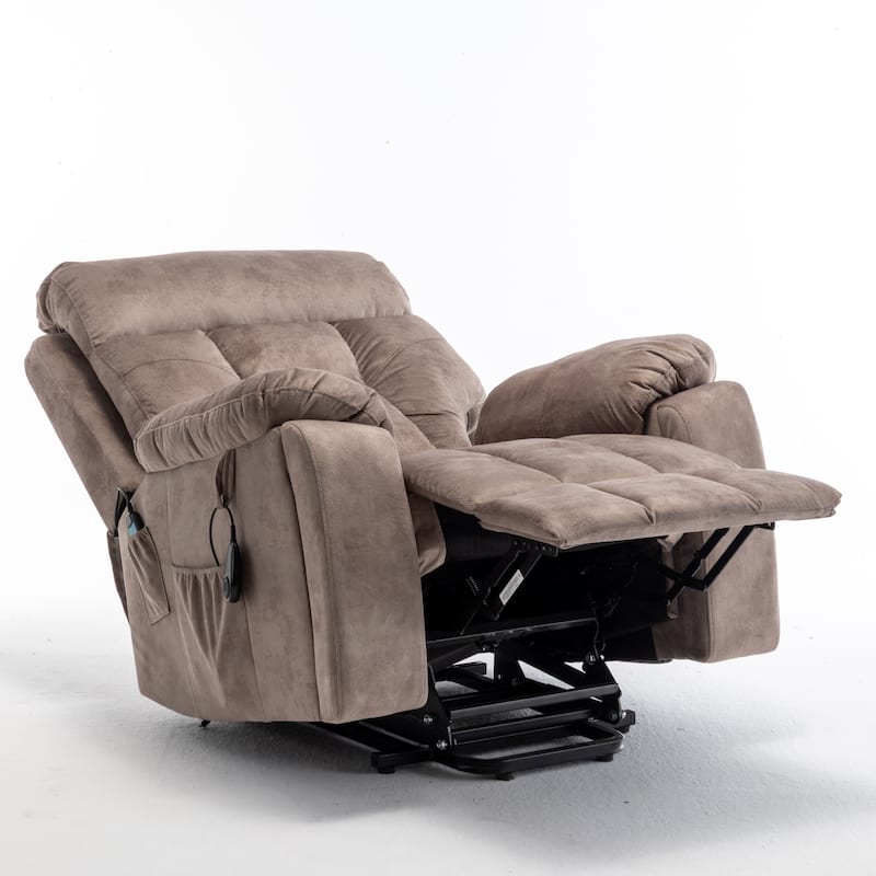 Velvet Wide Power Lift Recliner Chair with Heat, Massage, and Silent OKIN Motor