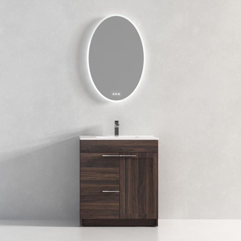 Blossom Hanover 30 Inch Bathroom Vanity with Topmount Ceramic Sink - CaliWalnut