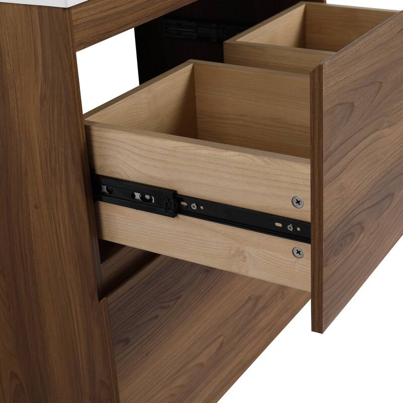 29-Inch Freestanding Bathroom Vanity with Resin Sink, 2 Drawers, Waterproof Engineered Wood Base - 29.53in L Engineered Wood