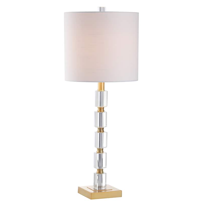 Nala 28.5" Crystal LED Table Lamp, Clear/Brass (Set of 2) by JONATHAN Y