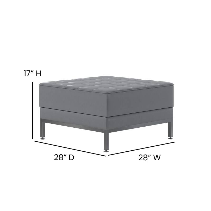 LeatherSoft Quilted Tufted Modular Ottoman with Stainless Steel Legs