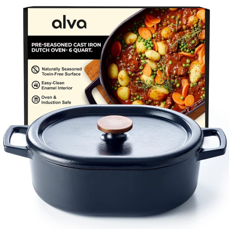 Alva Nori Enameled Cast Iron Dutch Oven w/ Lid Nonstick Enameled Pot - 6 Qt.