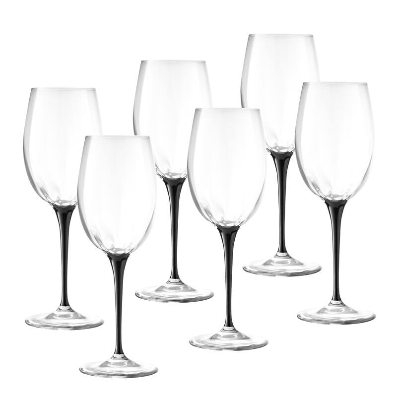 Majestic Gifts Inc European Glass Wine Goblet-Black Stem-14Oz-Set/6