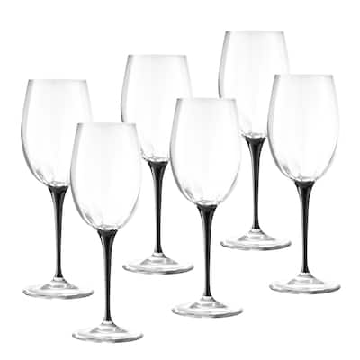 Majestic Gifts Inc European Glass Wine Goblet-Black Stem-14Oz-Set/6