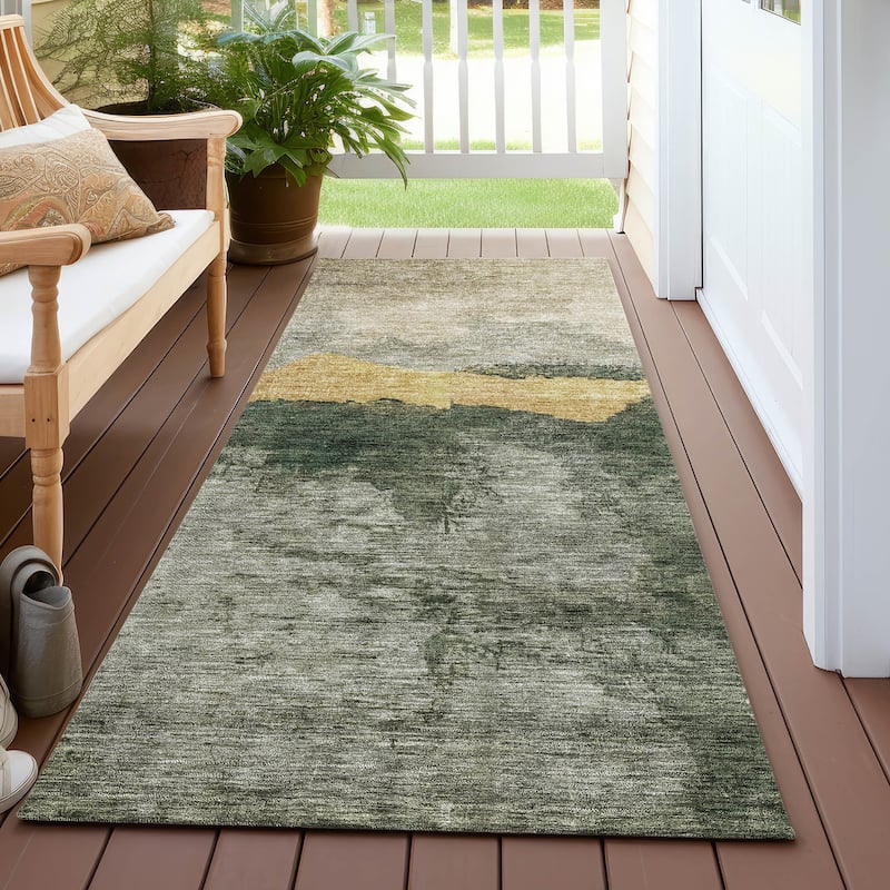 Machine Washable Indoor/ Outdoor Modern Contemporary Chantille Rug