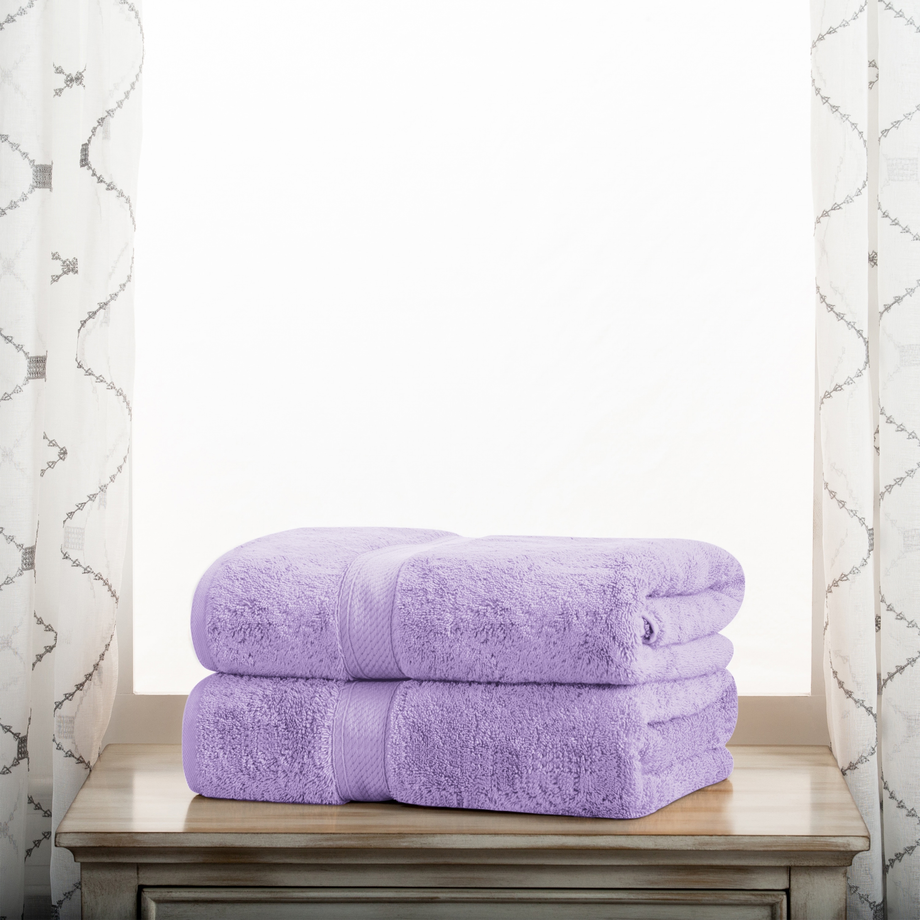8pc Cotton Bath Towel Set Light Purple