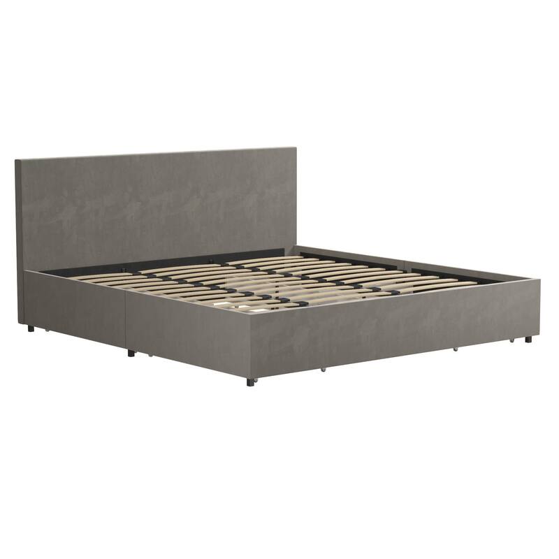 The Novogratz Kelly Upholstered Bed with Storage Drawers - King