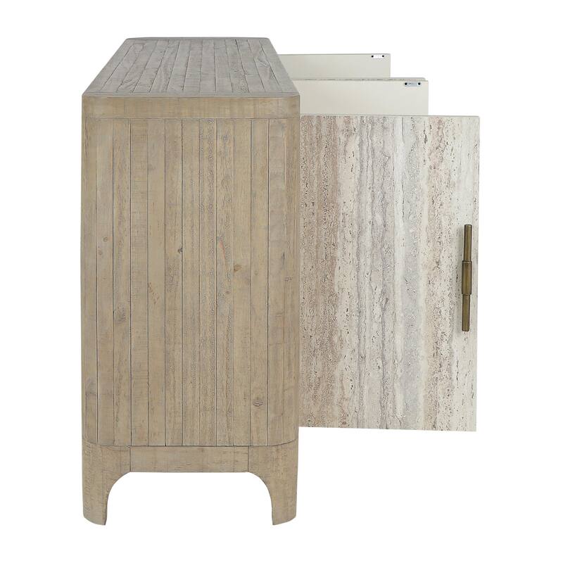 Classic Home Alpine 4-Door Concrete and Wood Sideboard Buffet
